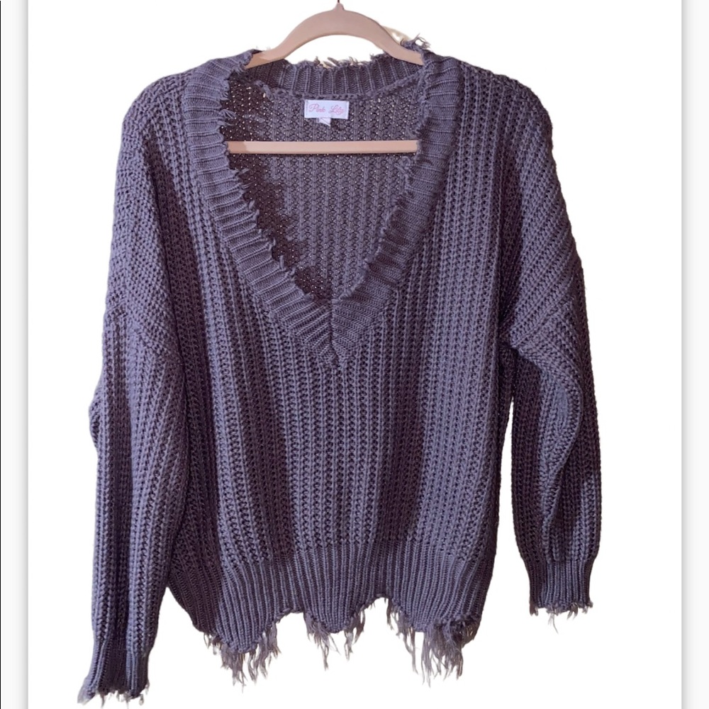 Pink Lily distressed sweater